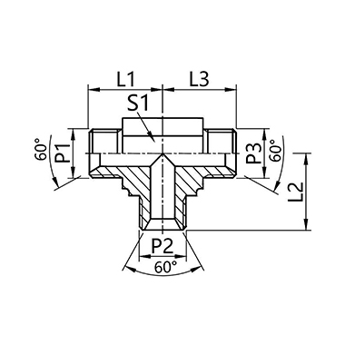 AB tee British pipe external thread 60° inner cone seal 90° elbow Fitting