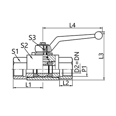 KH3/2-X Three-way compact carbon steel ball valve British internal thread