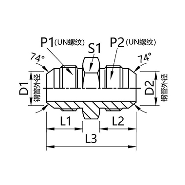 1J US-made JIC external thread 74° external cone