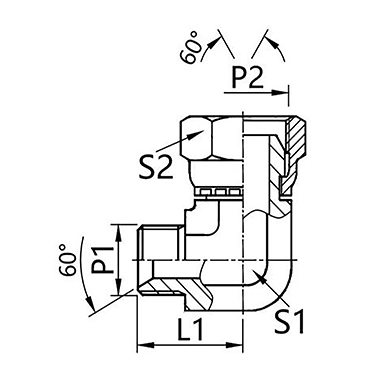 2B9 90° bent British pipe external thread 60° internal cone/British pipe internal thread 60° external cone Fitting