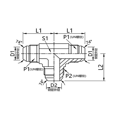 AJ American JIC external thread 74° external cone tee connector