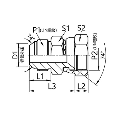 2J American JIC external thread 74° external cone JIC internal thread 74° internal cone