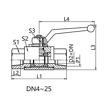 KH-NPT two-way carbon steel ball valve American internal cone thread