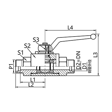 KH3/2-L/SX Three-way Compact Carbon Steel Ball Valve