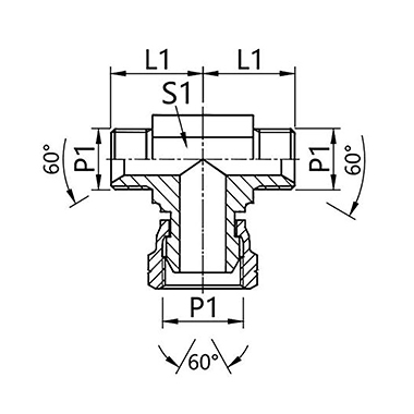 BB tee British pipe external thread 60° internal cone / British pipe internal thread 60° external cone  Fitting