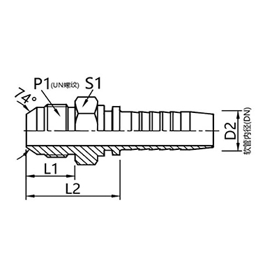 16711,16712 American JIC external thread 74° connector