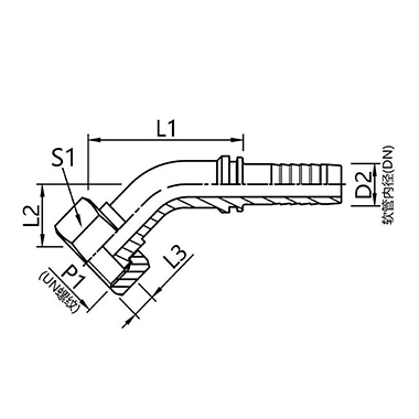 24241 24242 American ORFS internal thread flat 45° elbow