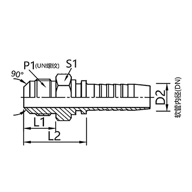 17811 17812 American SAE external thread 90° external cone connector