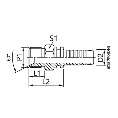 12611,12612 British pipe external thread 60° connector