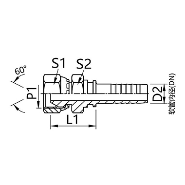 22611D 22612D British pipe internal thread 60° external cone double hexagonal connector